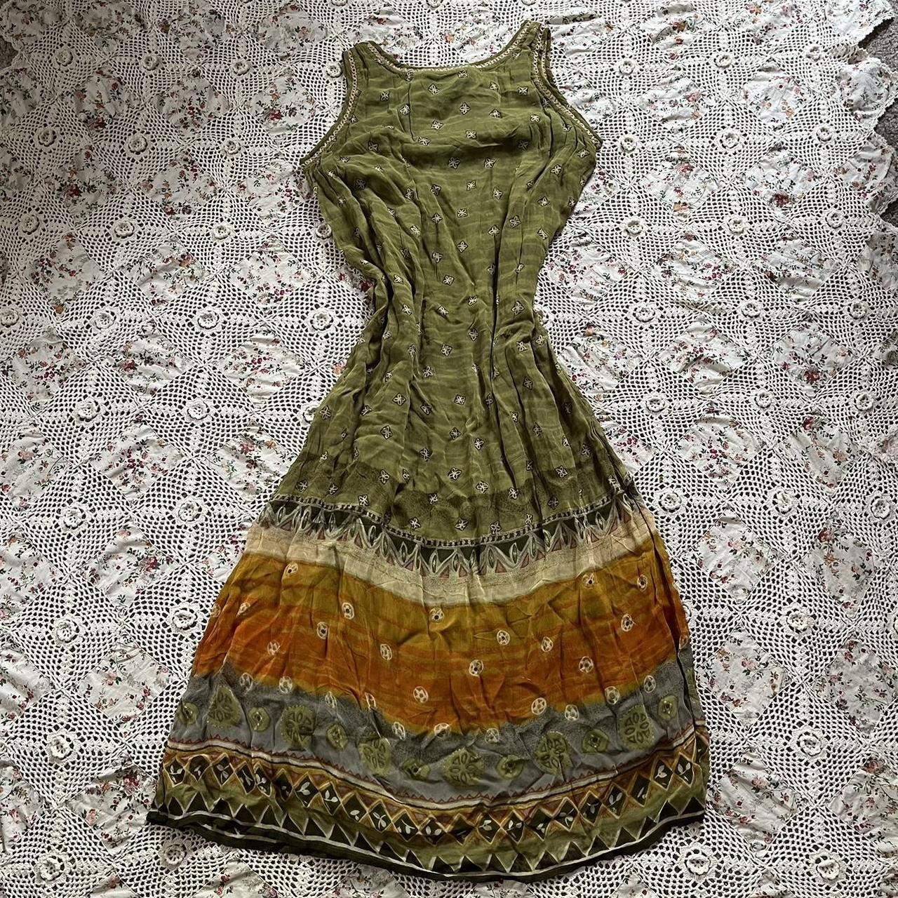 Vintage 90s Earthy Fairy Patterned Dress Depop