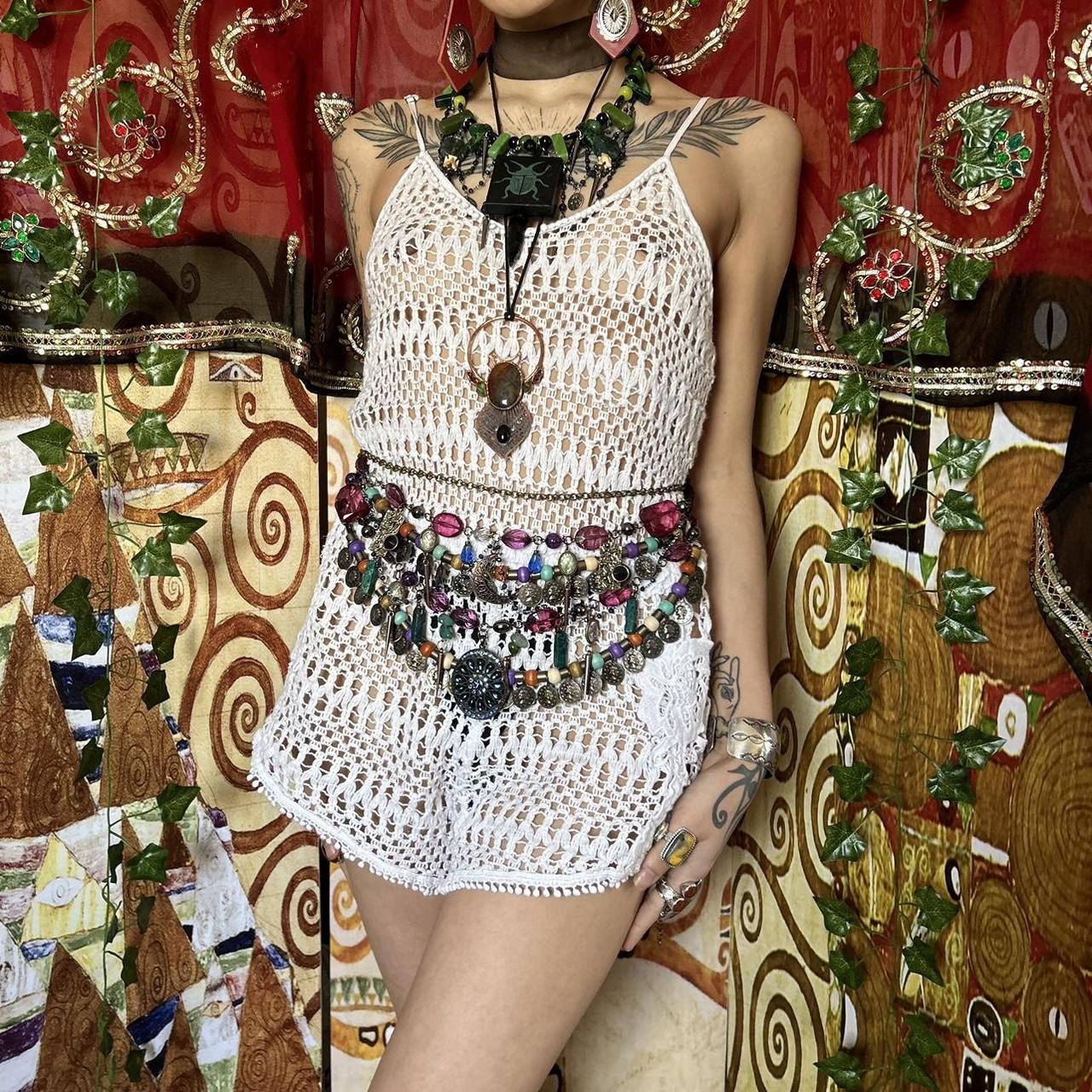🐚🌙 y2k Coquette Fairy Sheer Crochet Romper 🌙🐚 🌿 | Depop