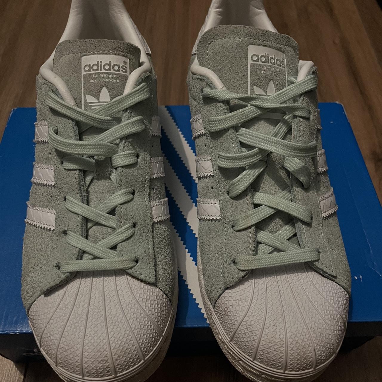 Adidas originals mint suede superstar clearance trainers