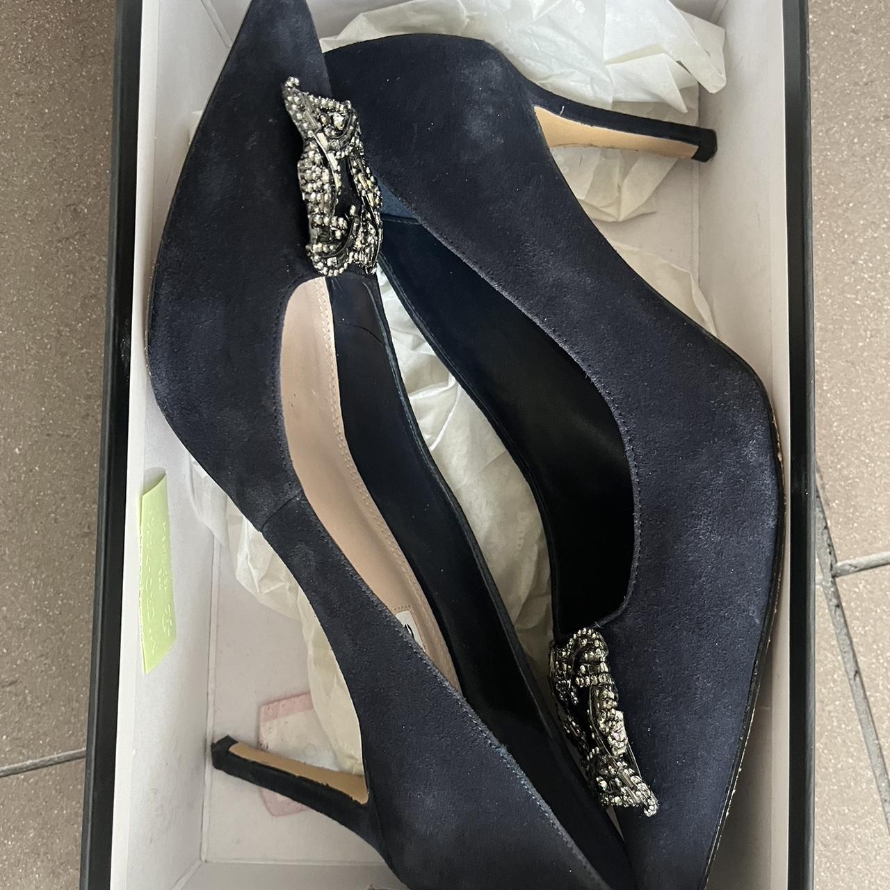 Dune crystal broach court shoes Beautiful navy/grey... - Depop