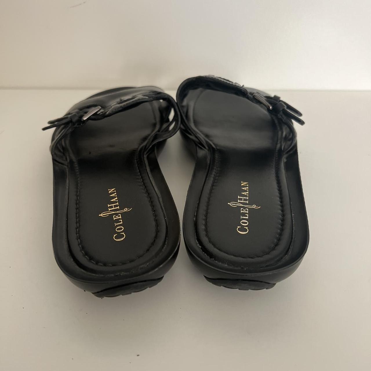 Amazon.com | Cole Haan Women's Charlotte Flat Sandal, Black Leather, 5 |  Flats