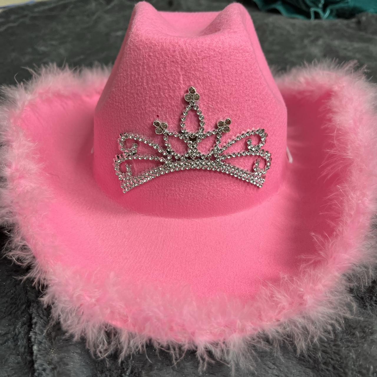 light up pink fuzzy cowboy hat for birthday very... - Depop