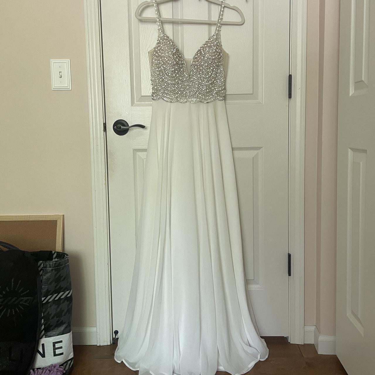 Lulu's true love white beaded rhinestone maxi Depop