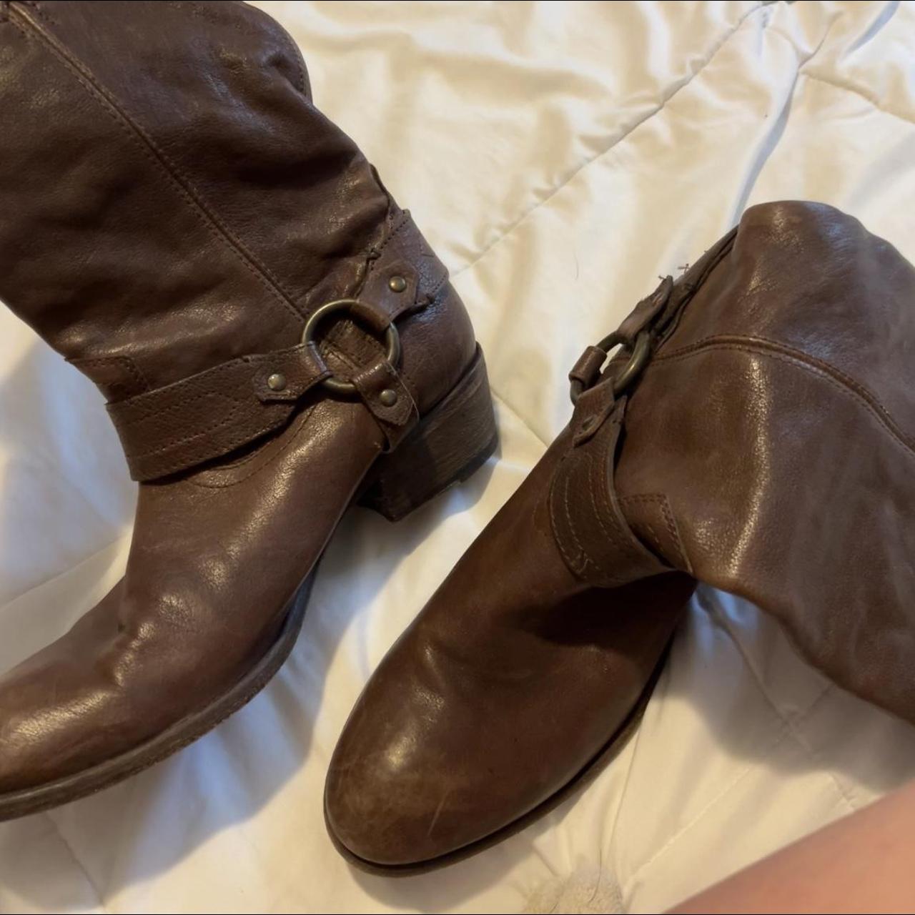 frye riding boots brown