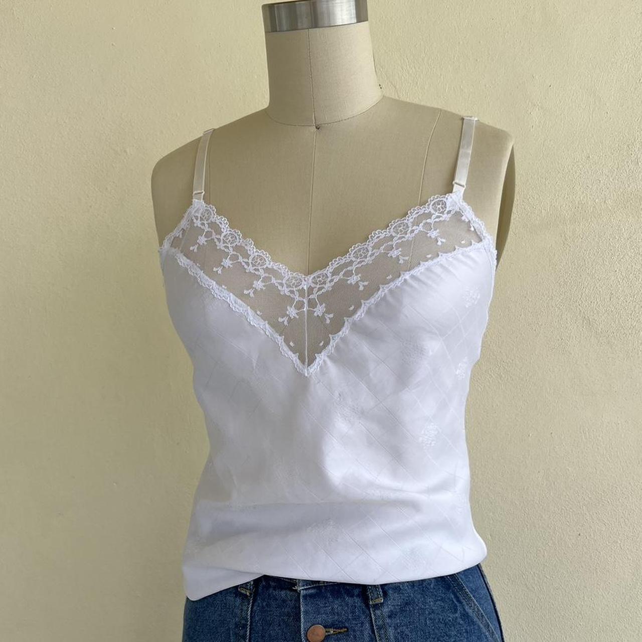 White Satin Cami Darling Vintage White Satin Cami - Depop