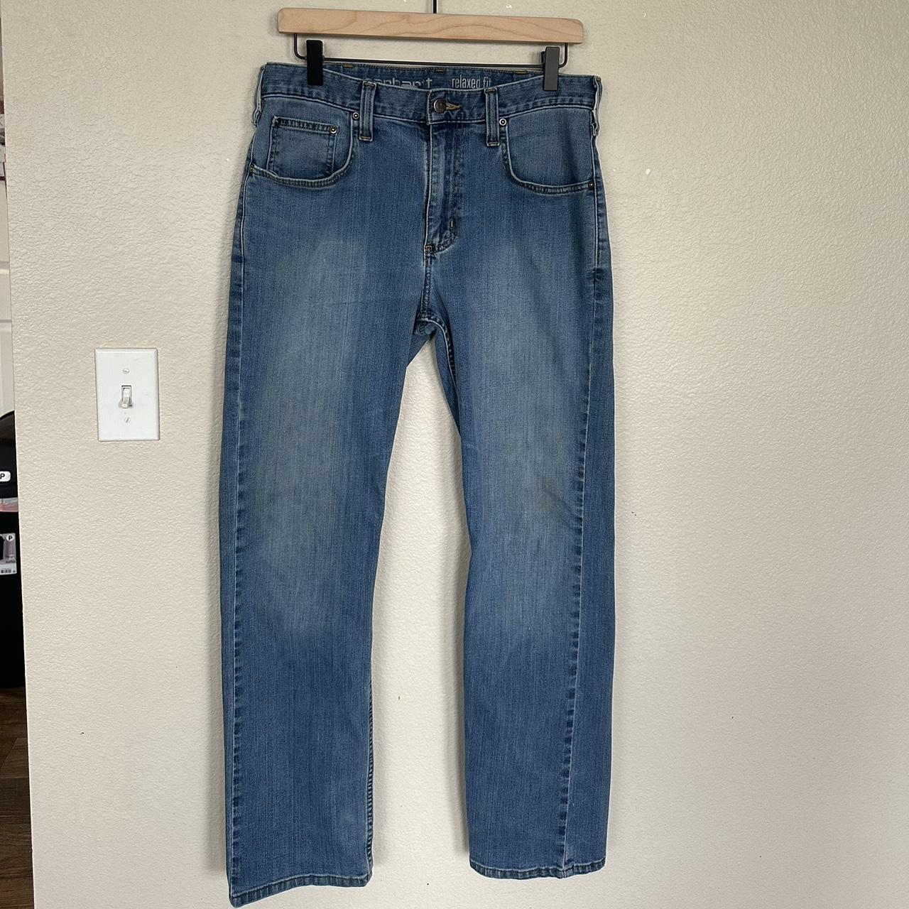 Men’s straight legged Carhartt jeans 👖👖👖 Light blue... - Depop