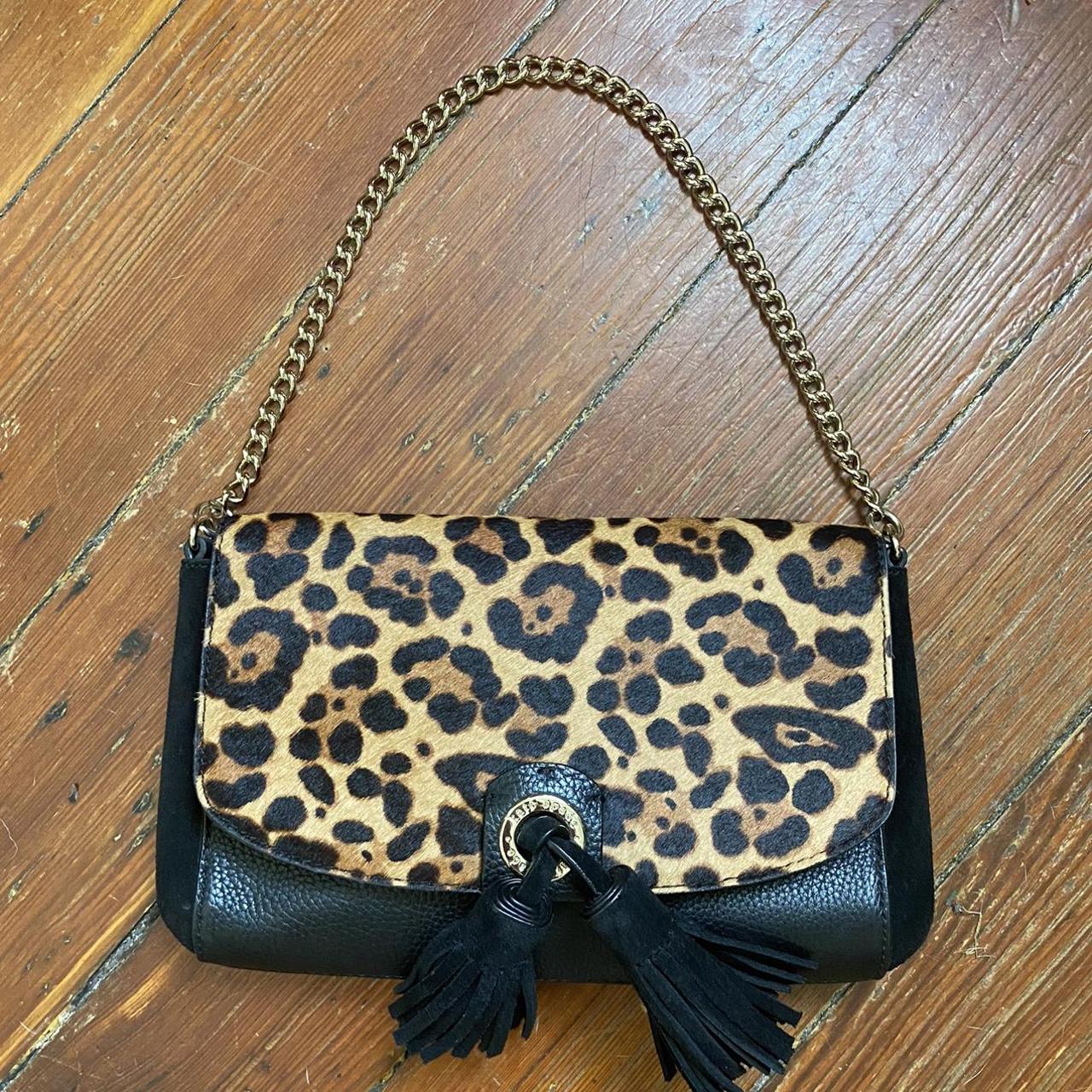 Kate Spade Purse with gold chain strap. Leopard - Depop
