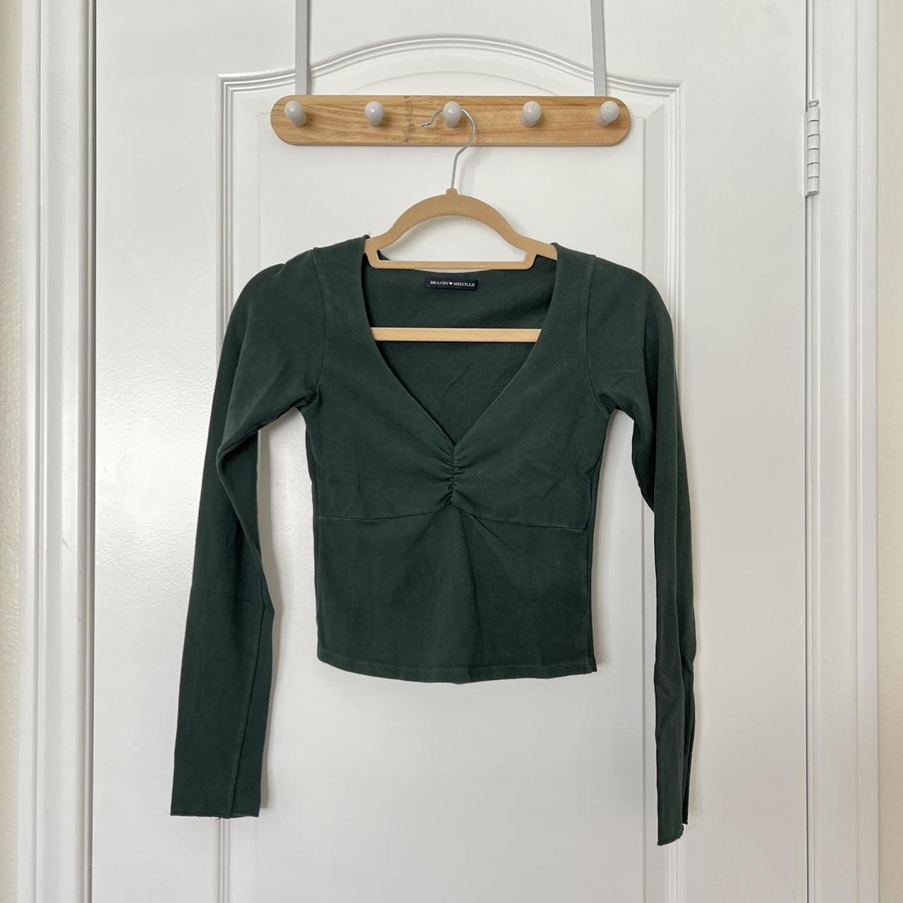 brandy melville green long sleeve top worn only... - Depop