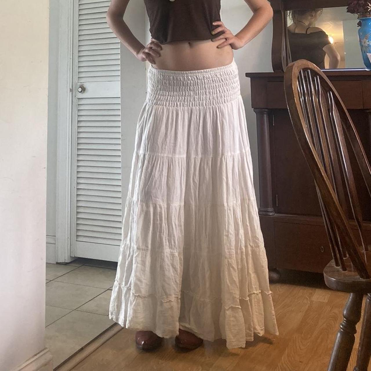 Long flowy white maxi skirt. Fairy hippie boho... - Depop