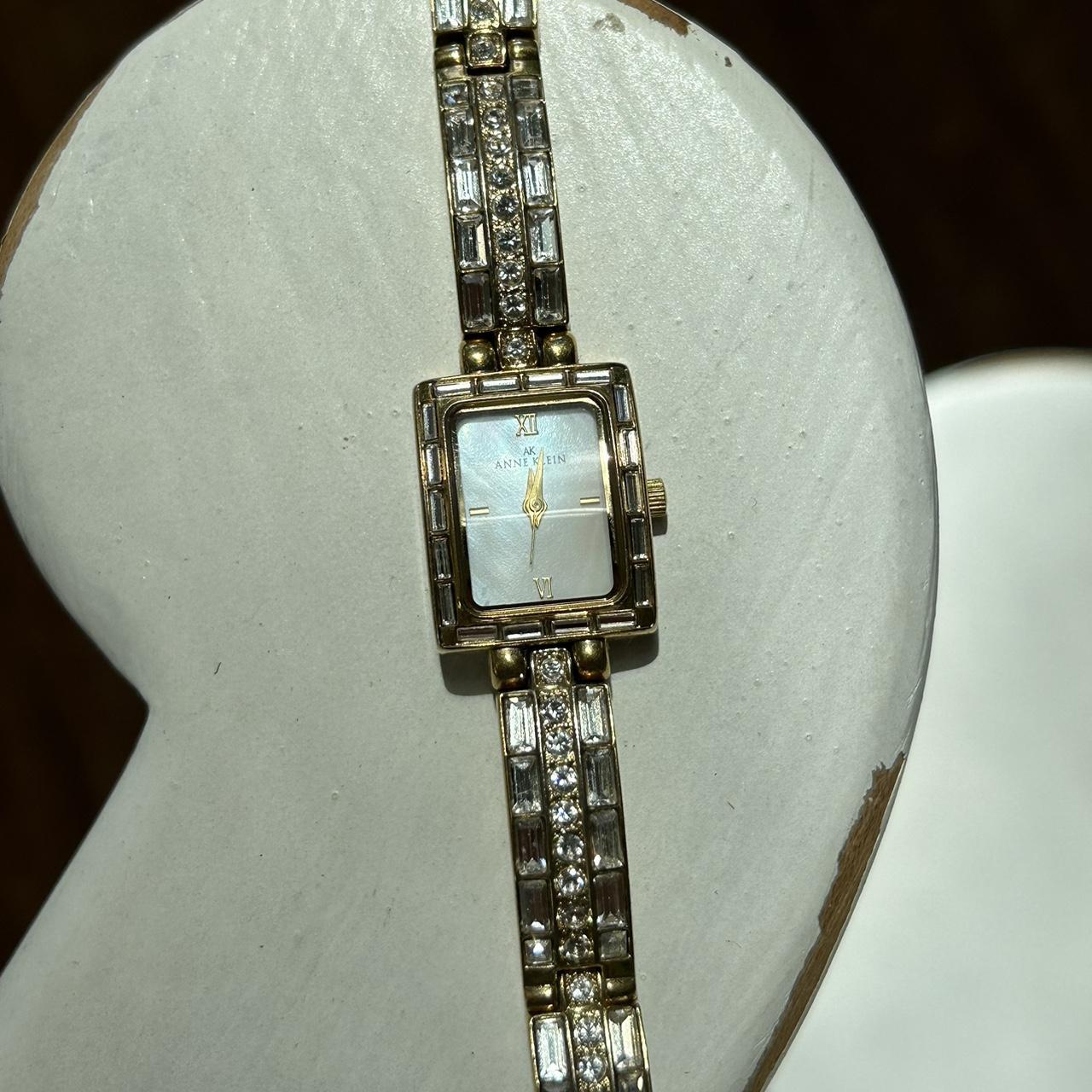 Beautiful mother of Pearl Anne Klein gold & crystal... - Depop