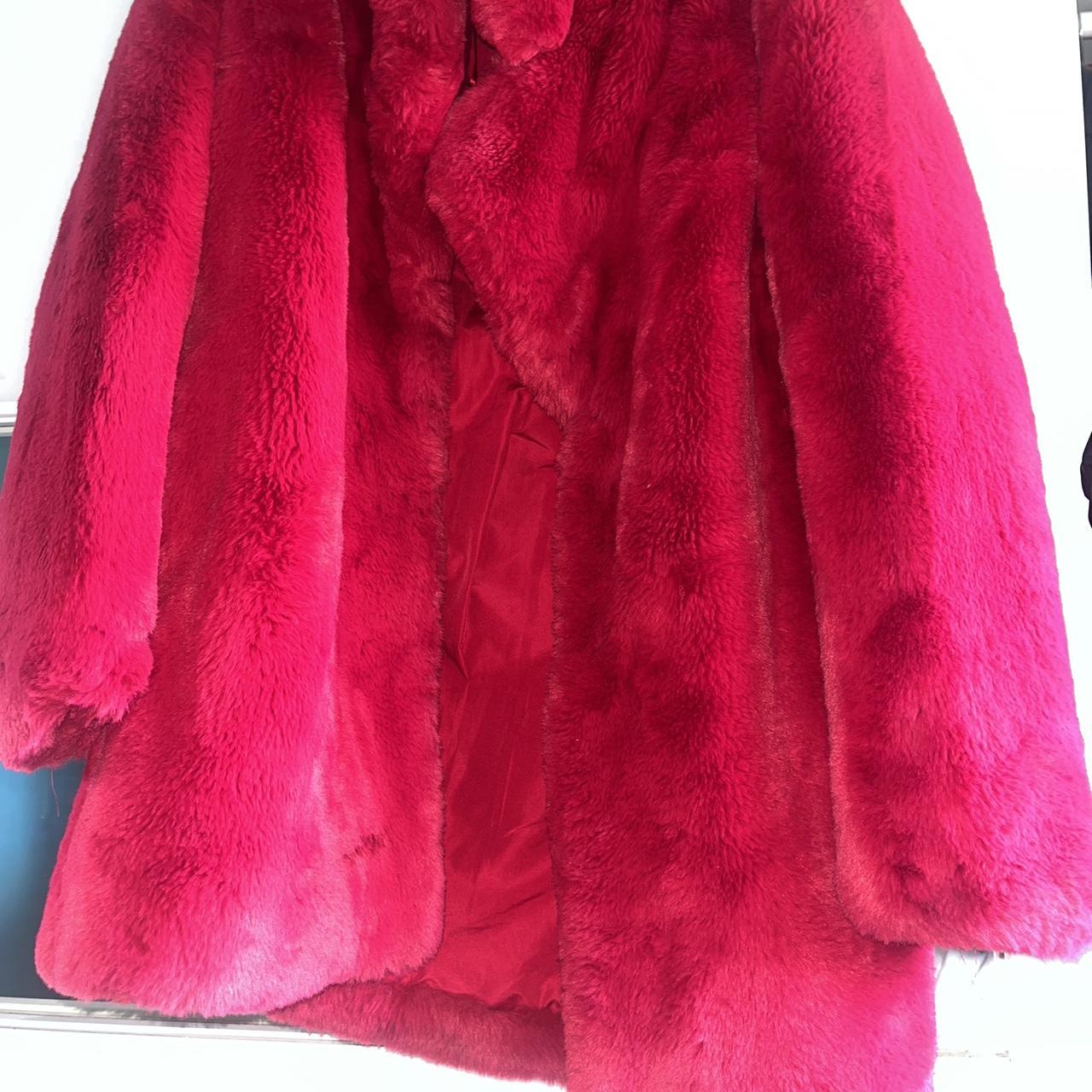 pink fur coat M s size 8 worn 2 times