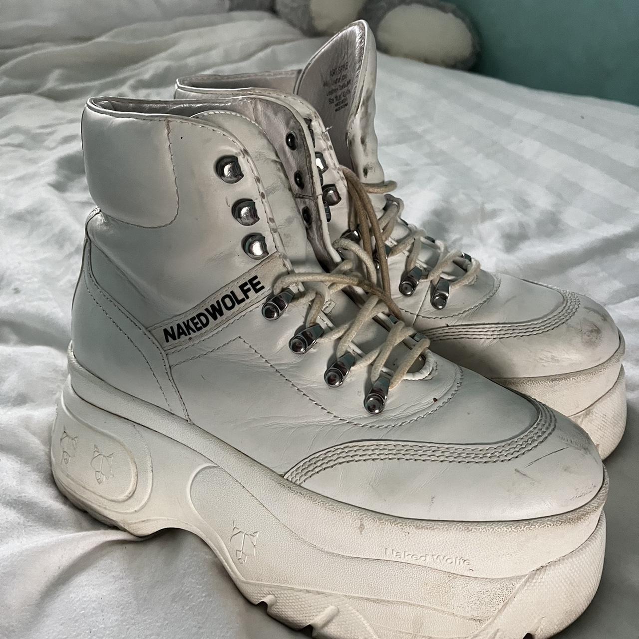 white naked wolfe platform trainers size... - Depop