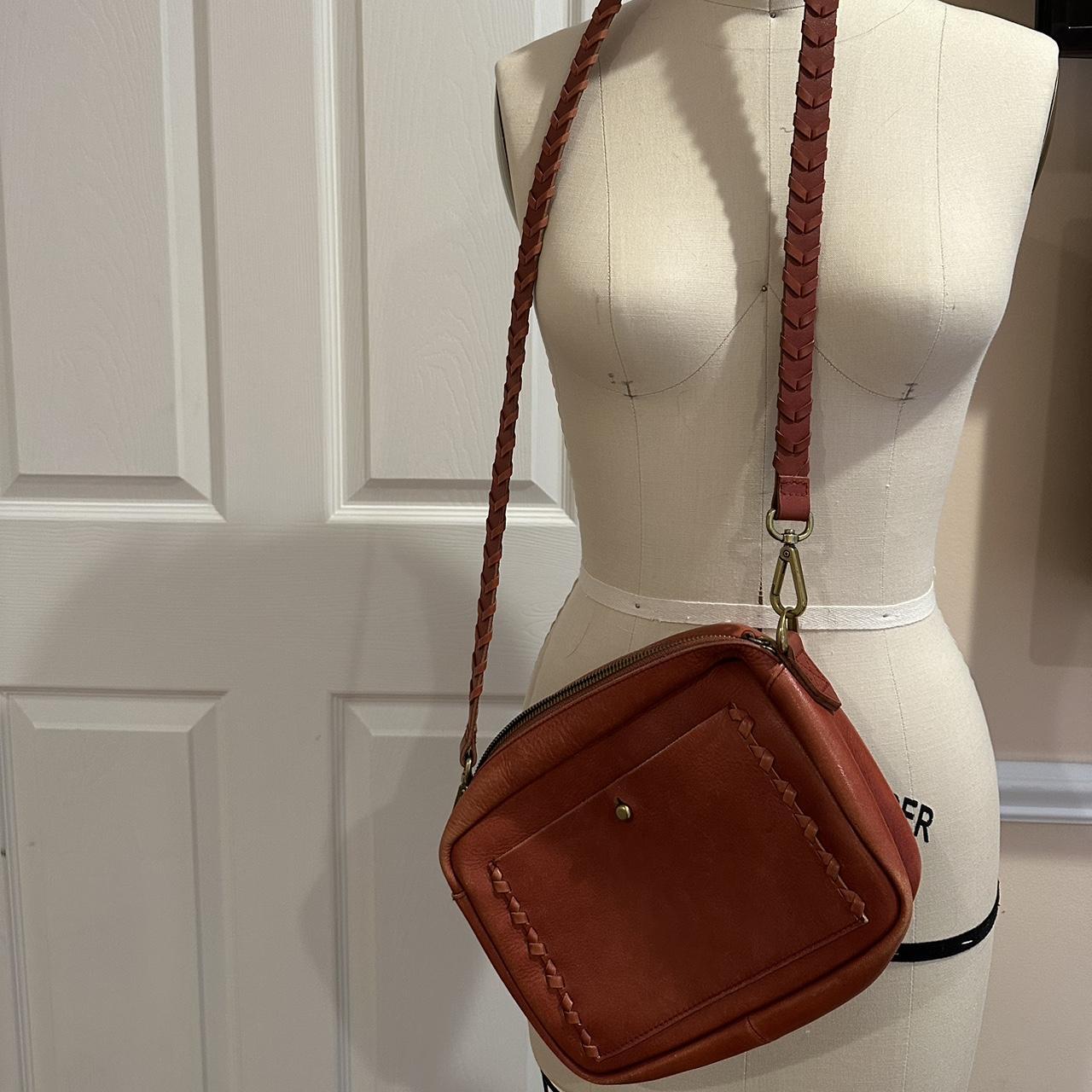 madewell leather crossbody purse with braided