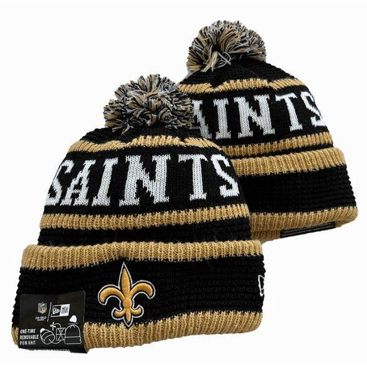 New Orleans Pro Football Beanie Men's Cuffed Knit Hat with Pom Gold/Black 