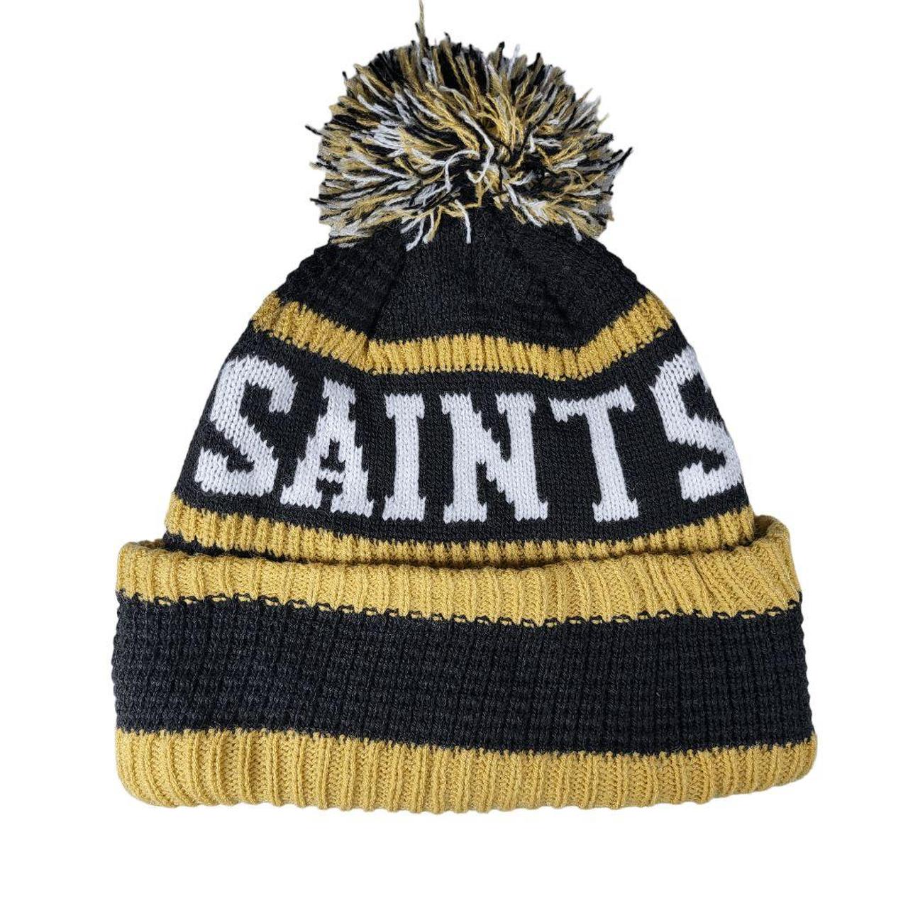 New Orleans Pro Football Beanie Men's Cuffed Knit Hat with Pom Gold/Black 