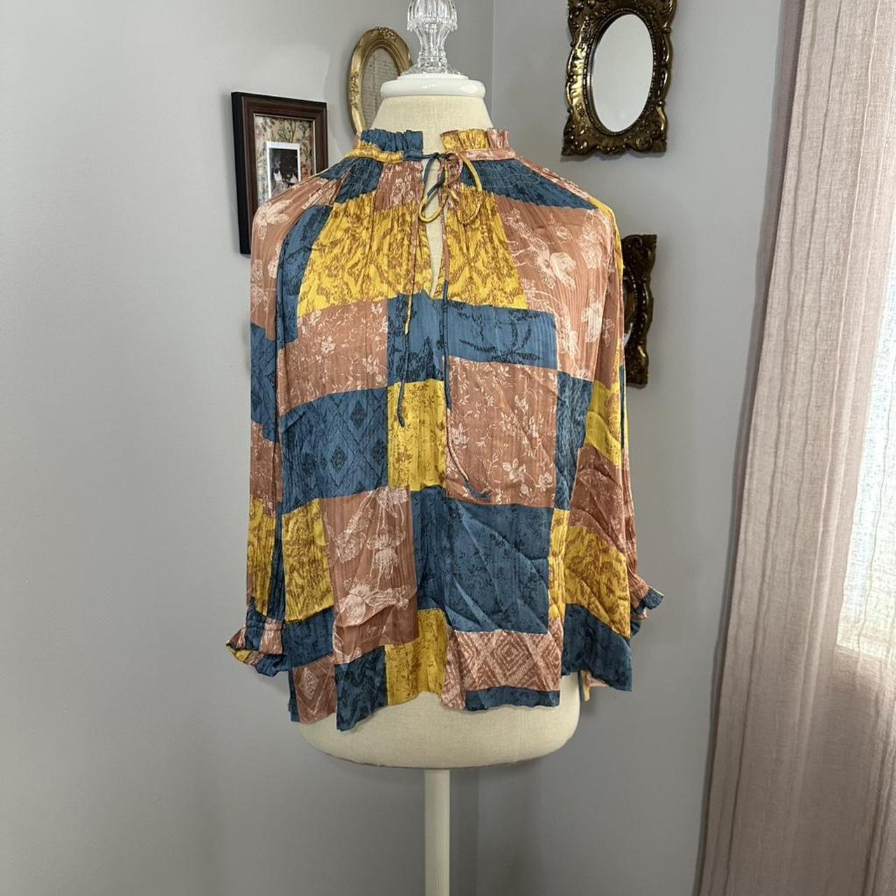 Women's Blouse - Multi - S – Current Air Patchwor… - image 2