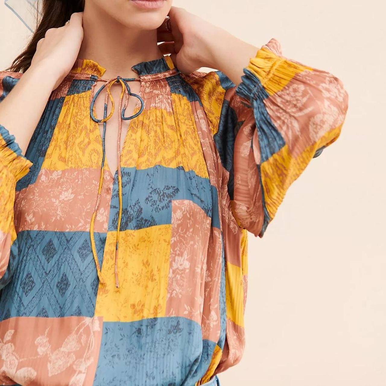 Women's Blouse - Multi - S – Current Air Patchwor… - image 1