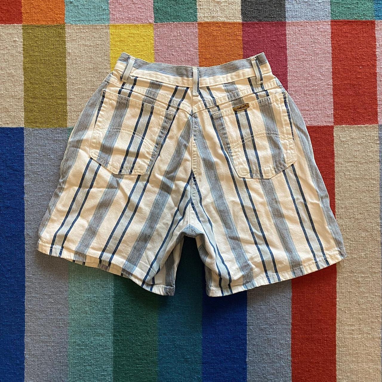 Chic Women's White and Blue Shorts | Depop