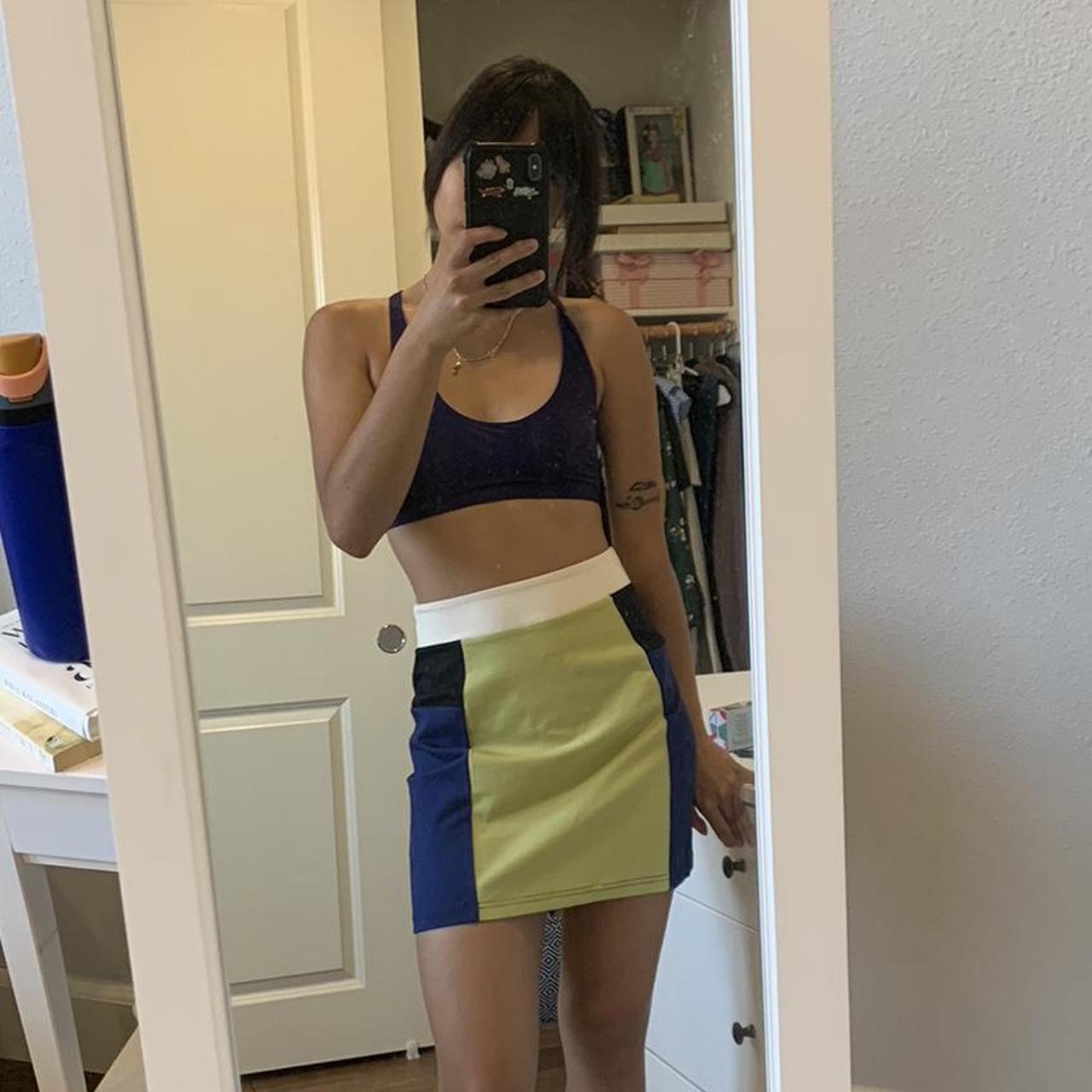 Navy skirt colorblock best sale