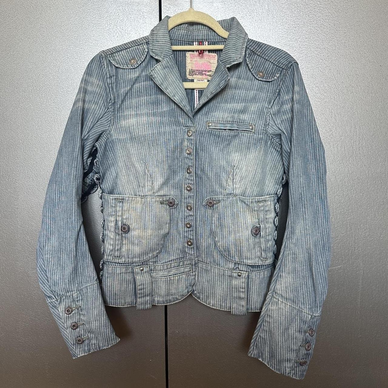 Vintage Parasuco denim jacket w/ lace details on the... - Depop