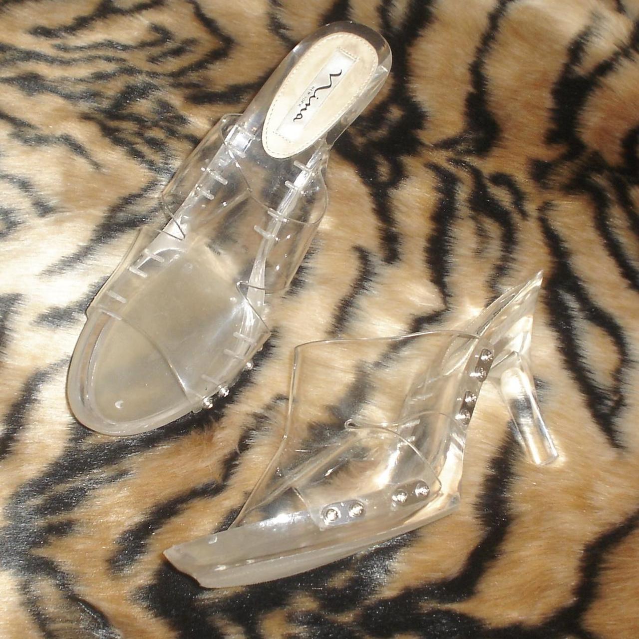 DISCO KITTEN HEELS Funky little clear plastic mule... - Depop