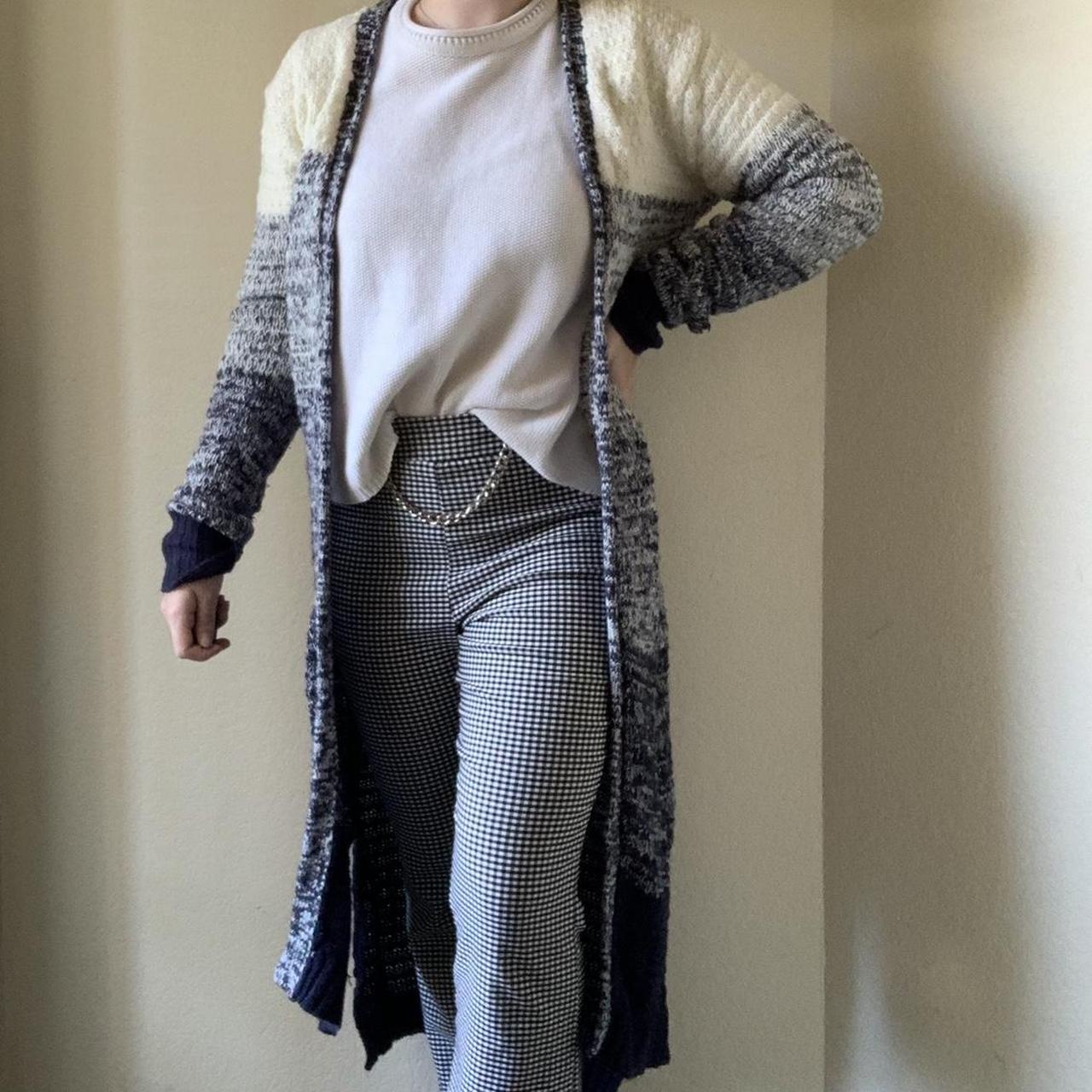 Poof Women's White and Blue Cardigan (2)
