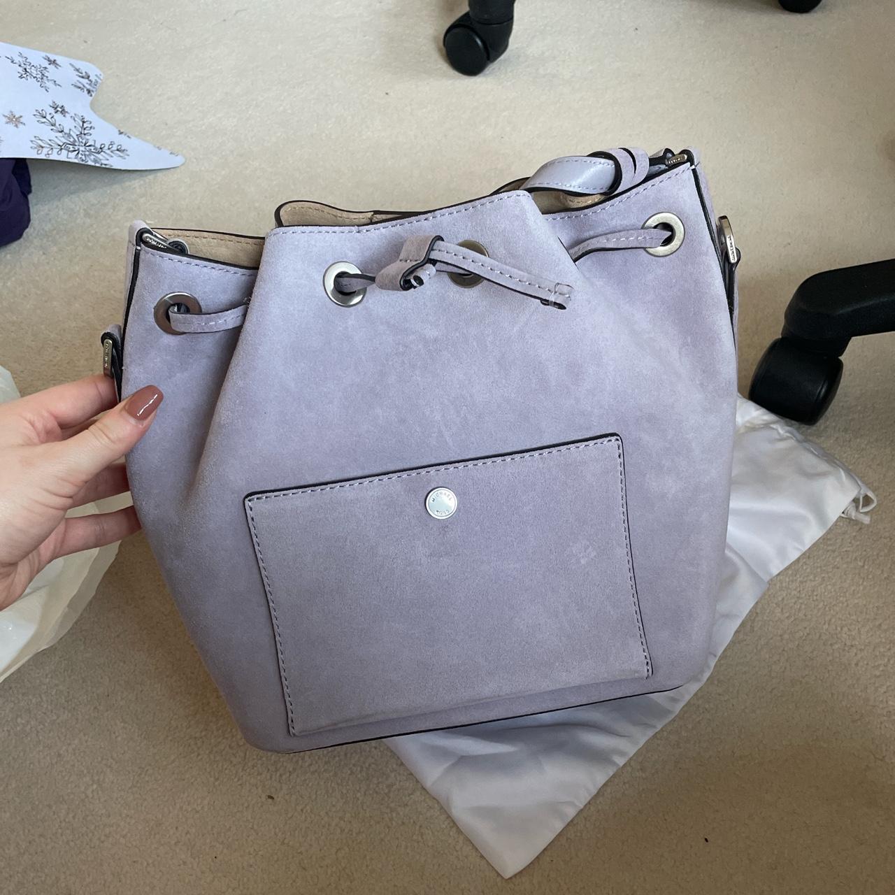 Michael kors lilac suede bucket bag with cross body. Depop