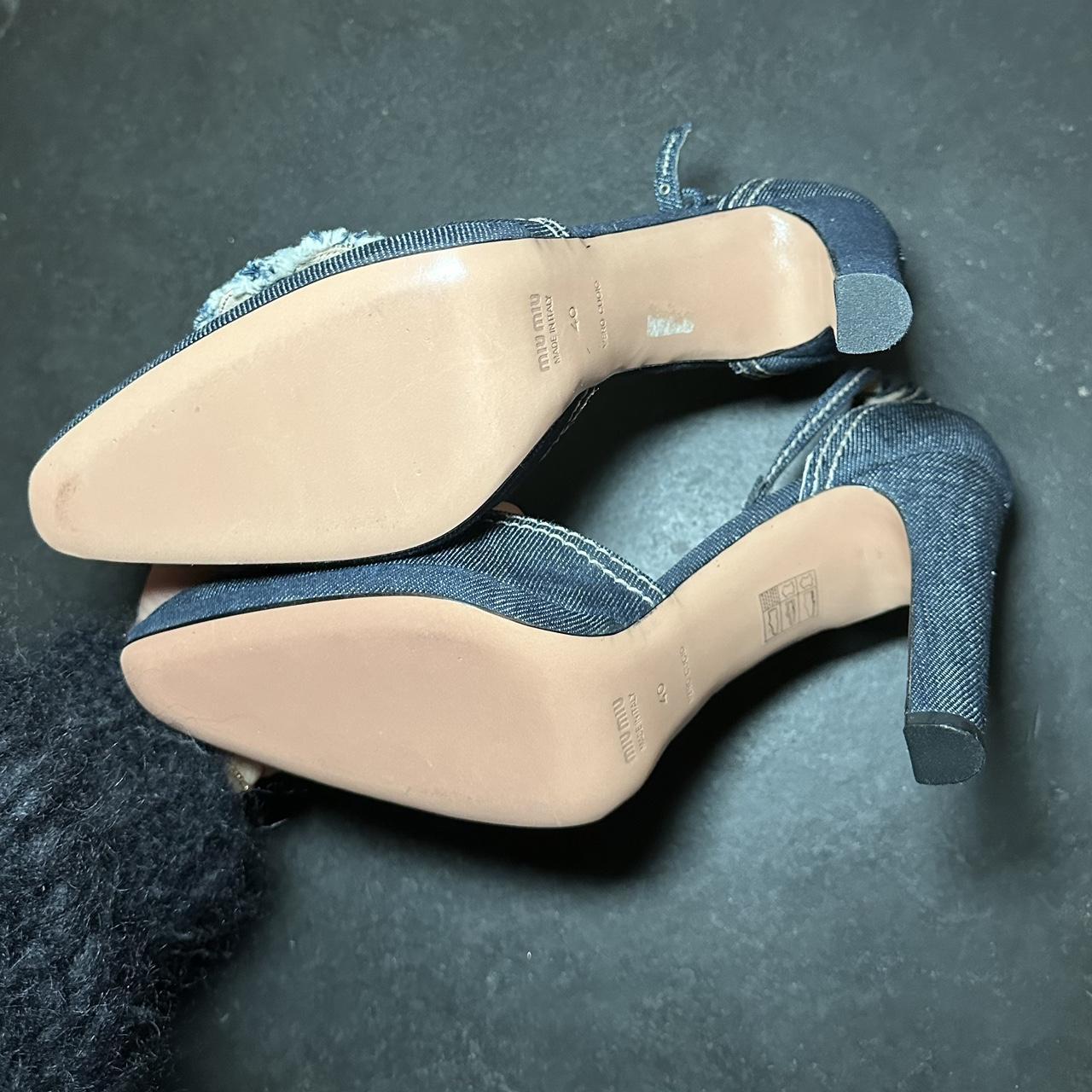 靴 Archive miumiu denim pumps heel shoes Miu Miu // Spring 2017 Blue Denim Wrapped Ballet Heel – VSP
