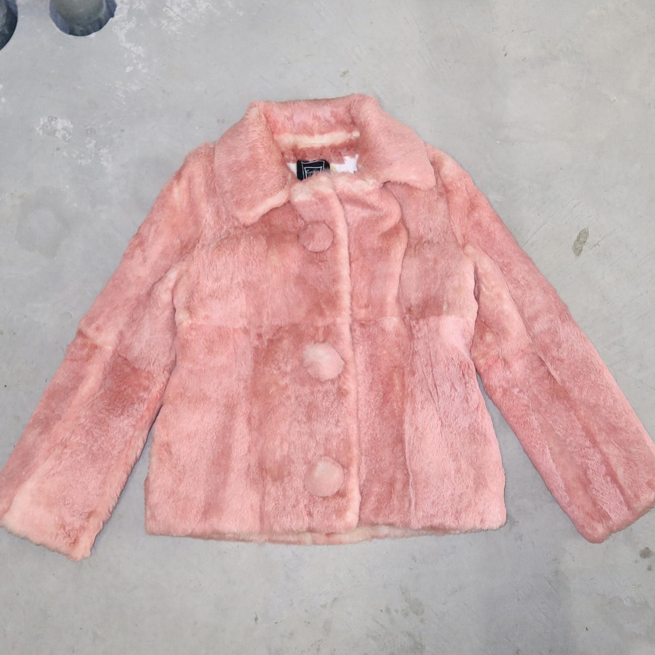 The cutest baby pink rabbit fur coat by Cynthia. Depop