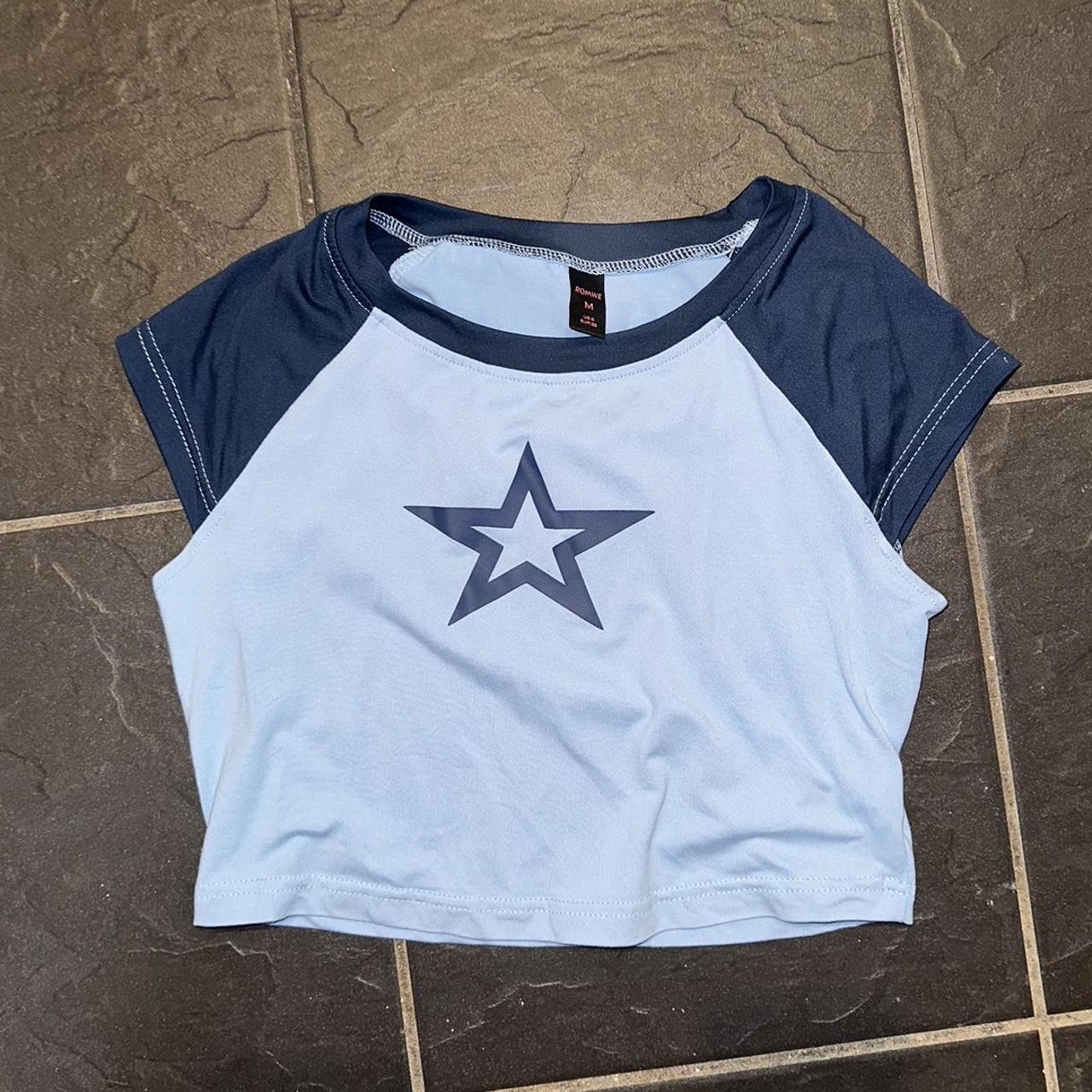 Baby Blue Star Graphic Baby Tee ⭐️EVERY PURCHASE - Depop