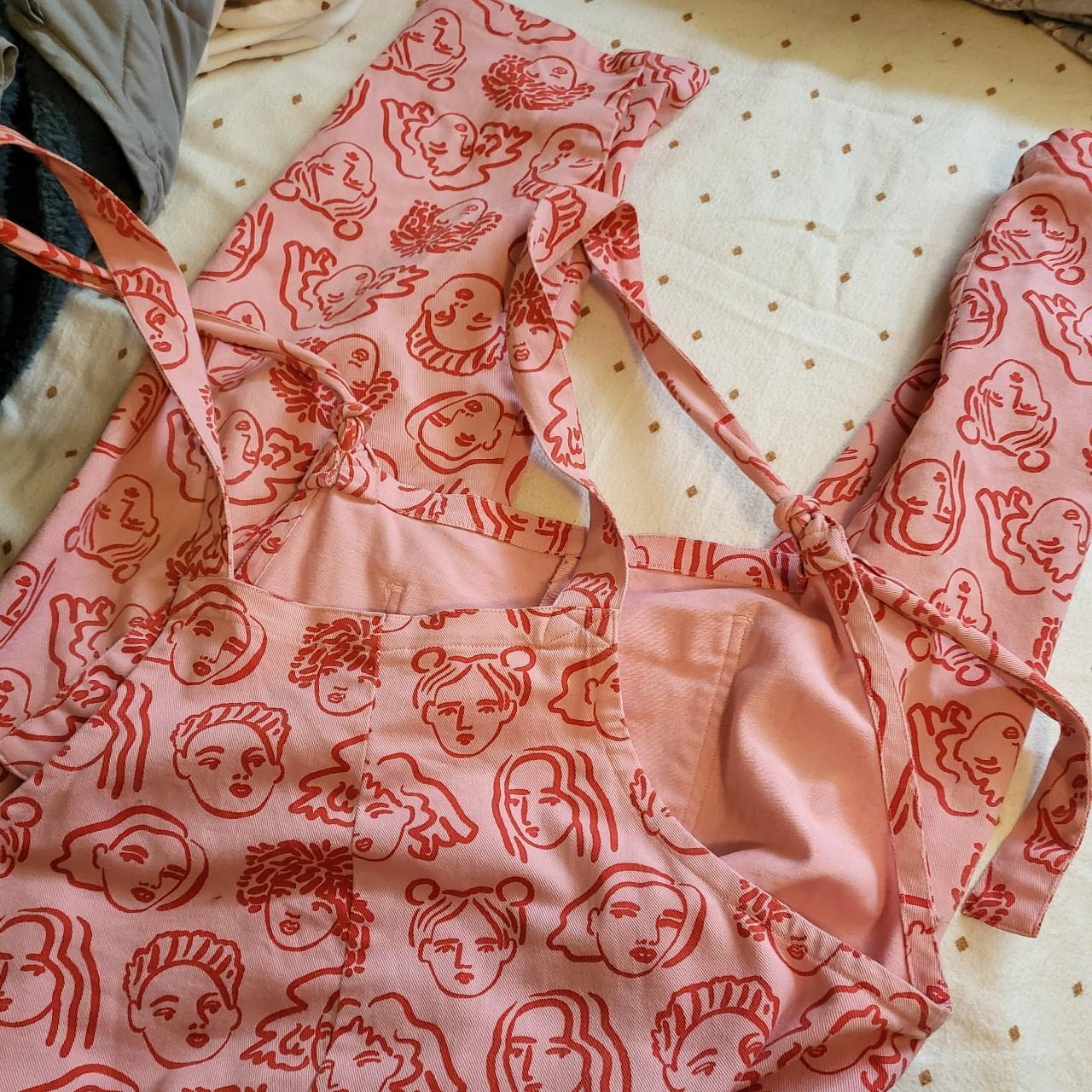 Lucy and Yak Women's Pink and Red Dungareesoveralls Depop