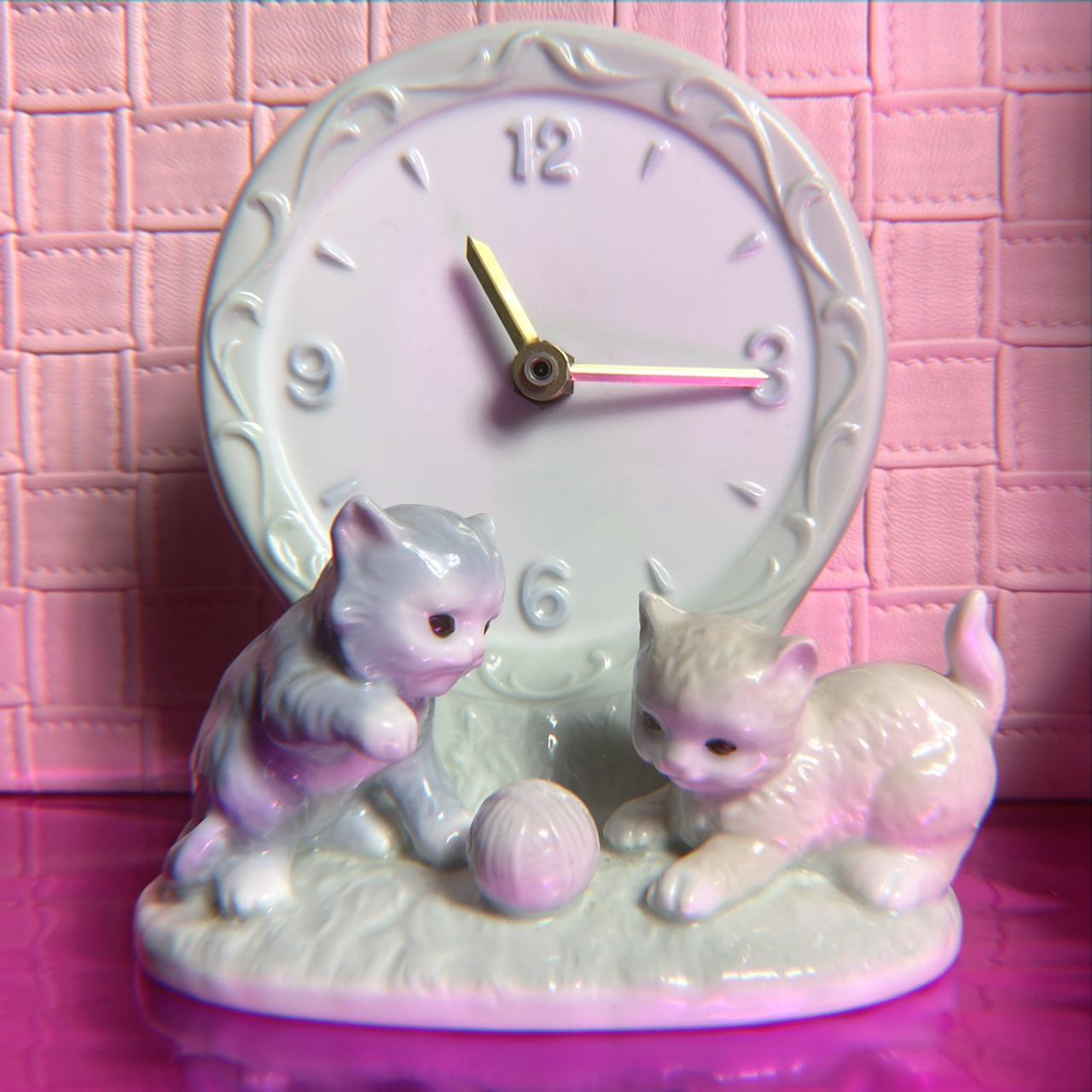 Midcentury kitsch kitten clock figurine Brand... Depop