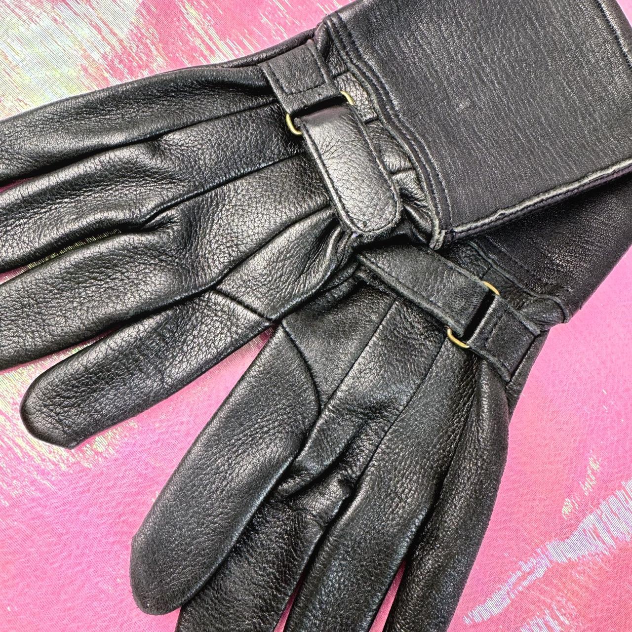 Vintage Black Leather Gauntlet Gloves: Luxe 100%... - Depop