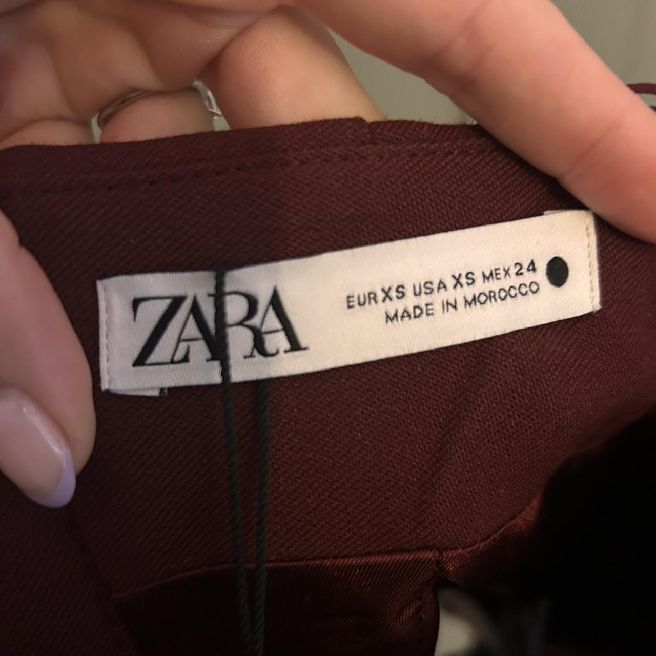 Zara burgundy corset bustier top with zip fastening... Depop