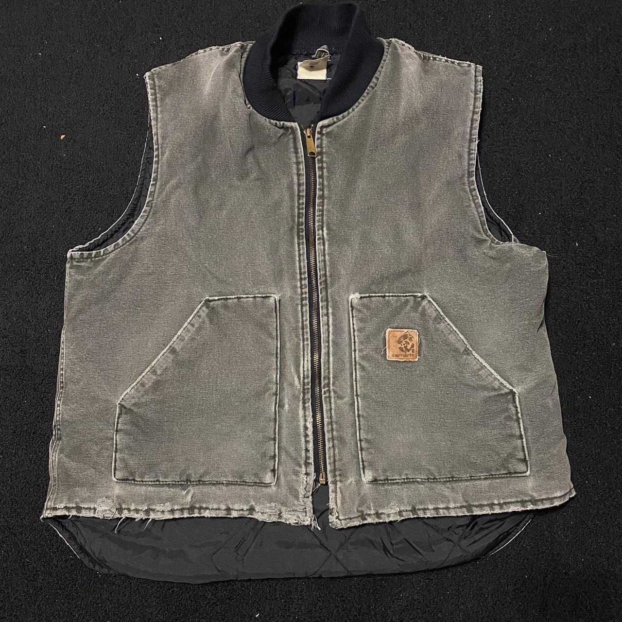 Vintage Carhartt Vest Faded Green Olive Size XL... - Depop