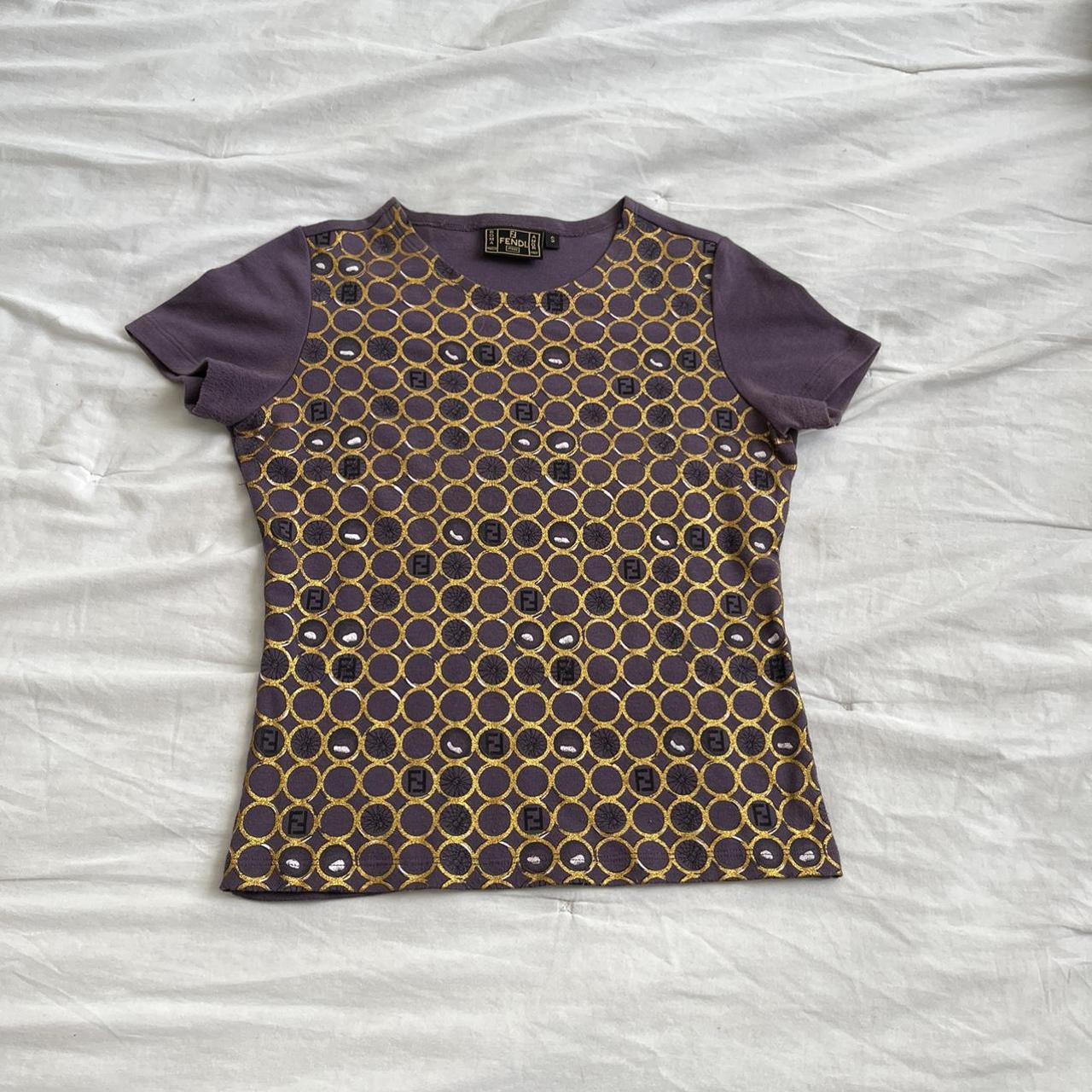 Fendi Women's Purple and Gold T-shirt