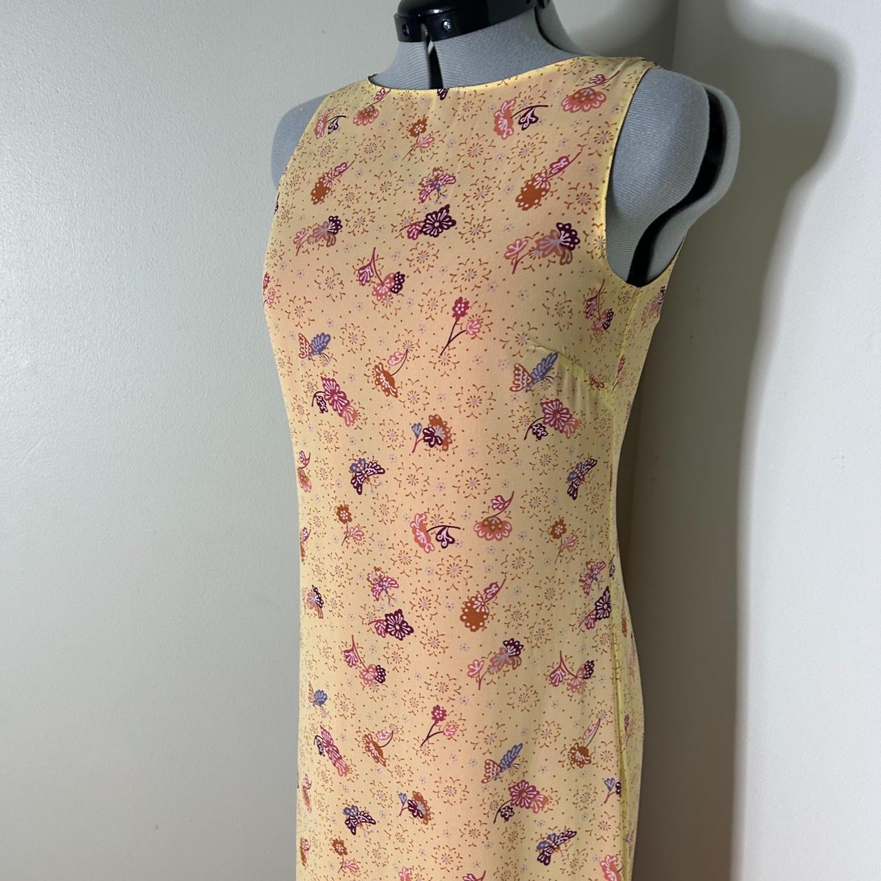 American Eagle Outfitters Women's Yellow and Pink Dress Depop