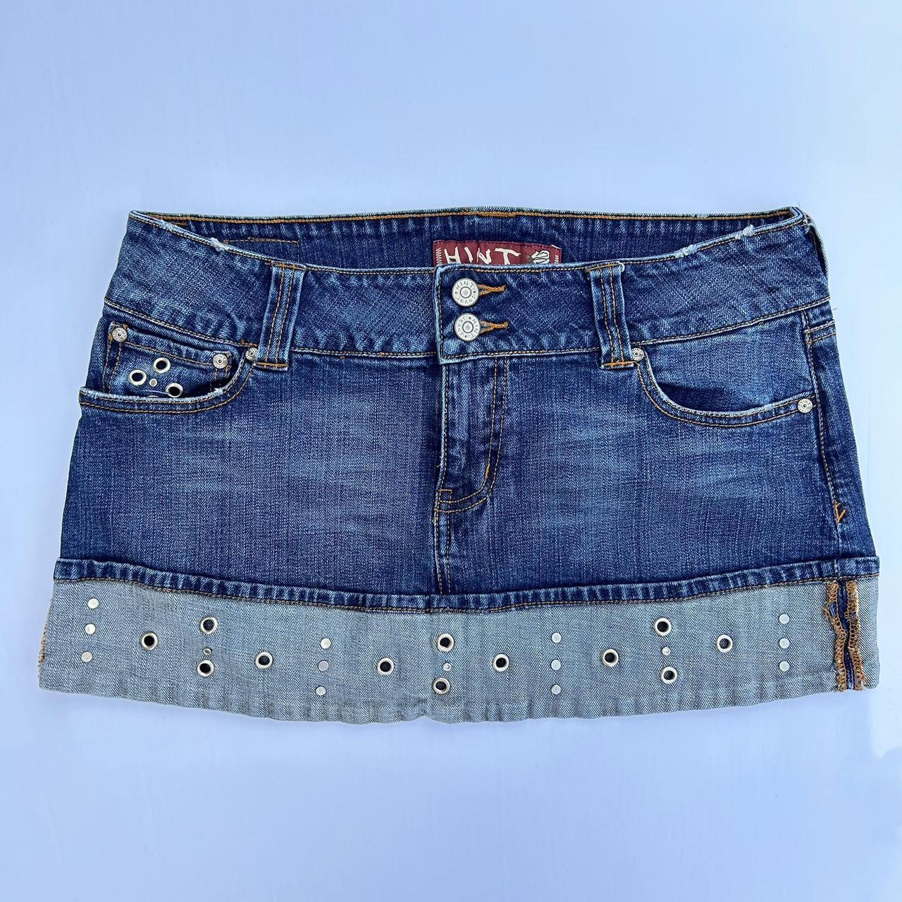 Y2k Grommet Denim Mini Skirt Has Grommets On The Depop