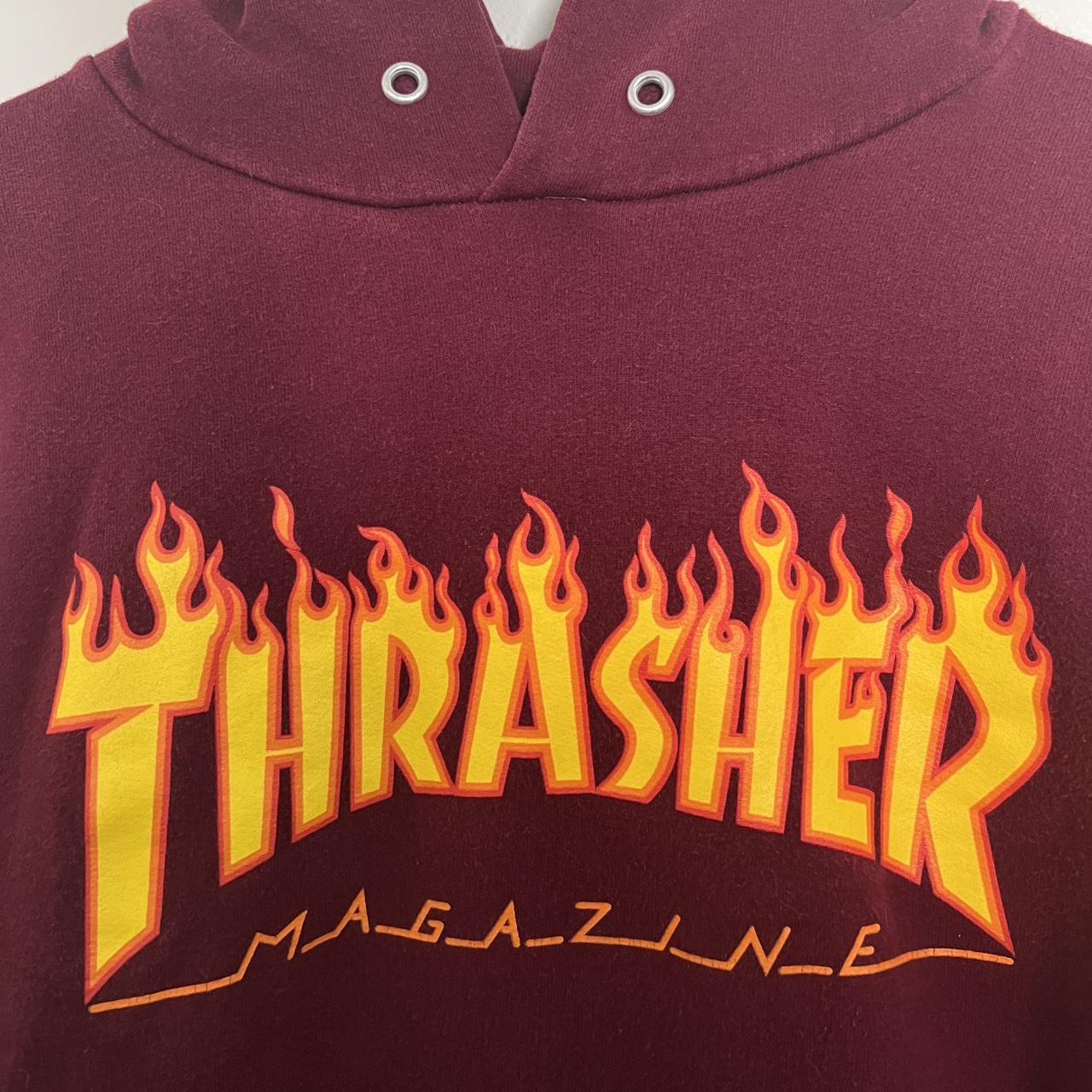 Thrasher flame hotsell hoodie maroon