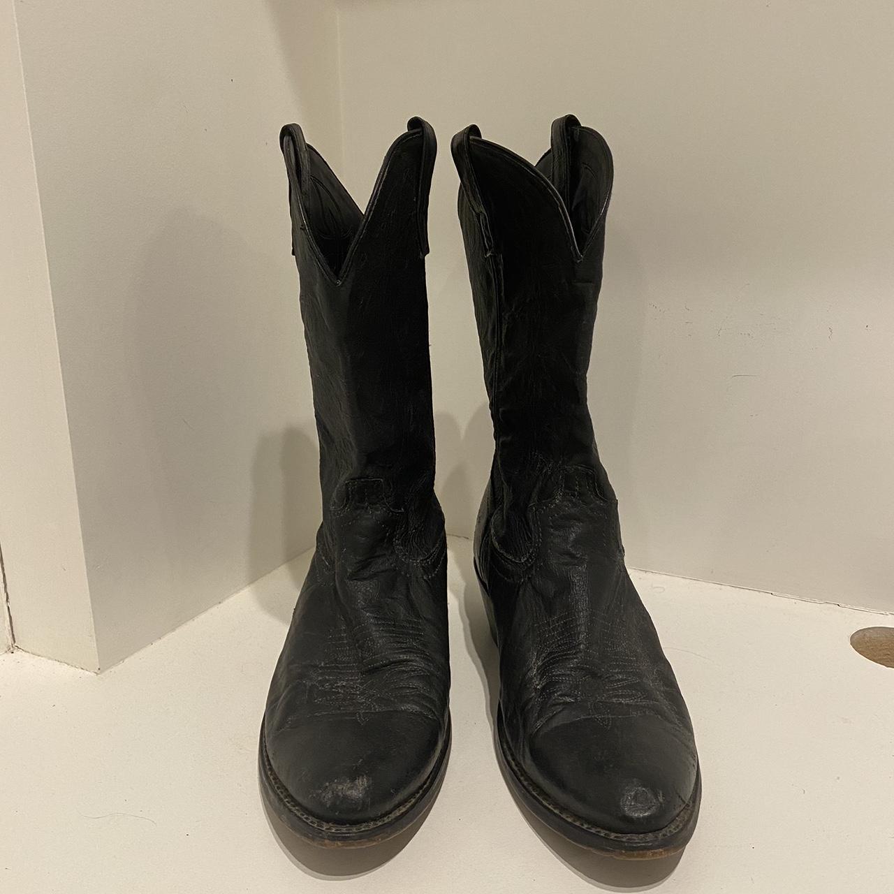 Cowboy Boots. Black. Upper Leather. US size 10.5.... - Depop