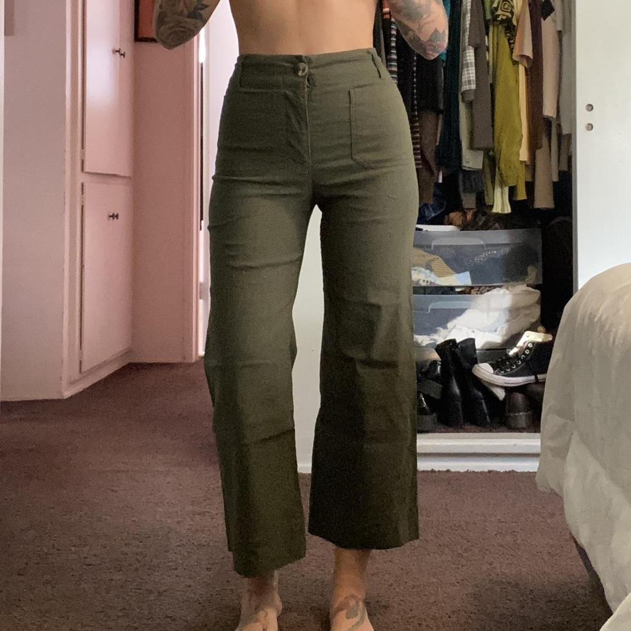 Anthropologie Maeve Colette Pants Olive Green Wide Depop