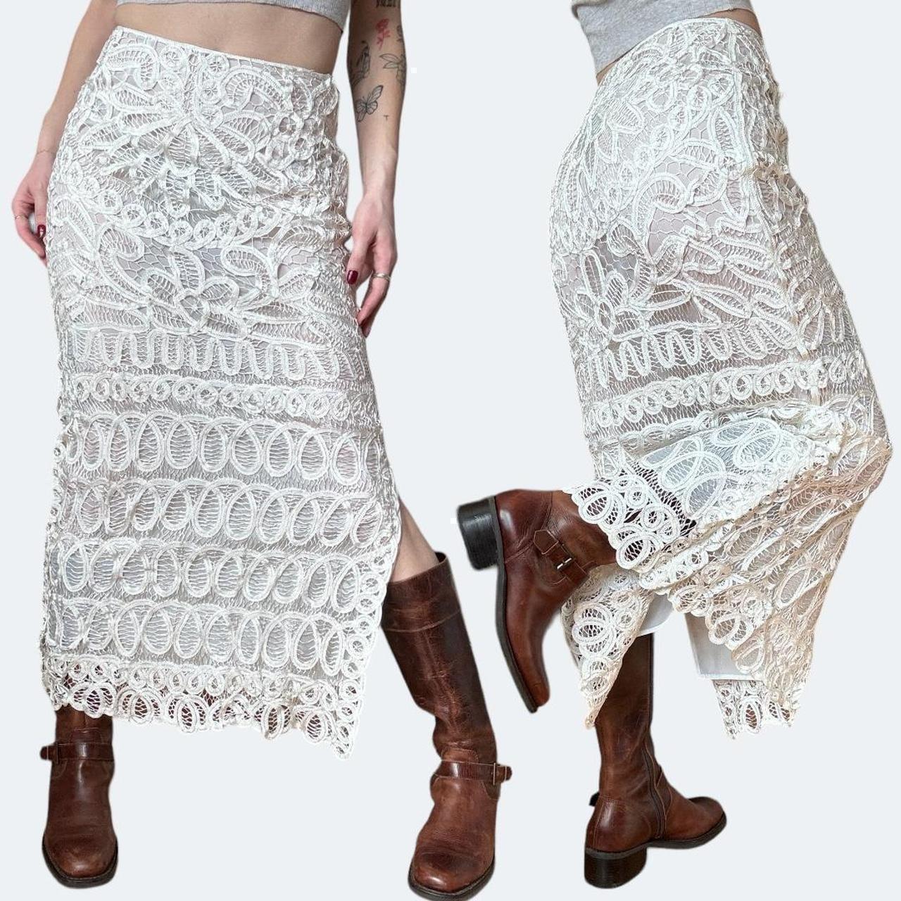 Vintage Women's Maxi Skirt - Cream/White - 4 – vi… - image 1