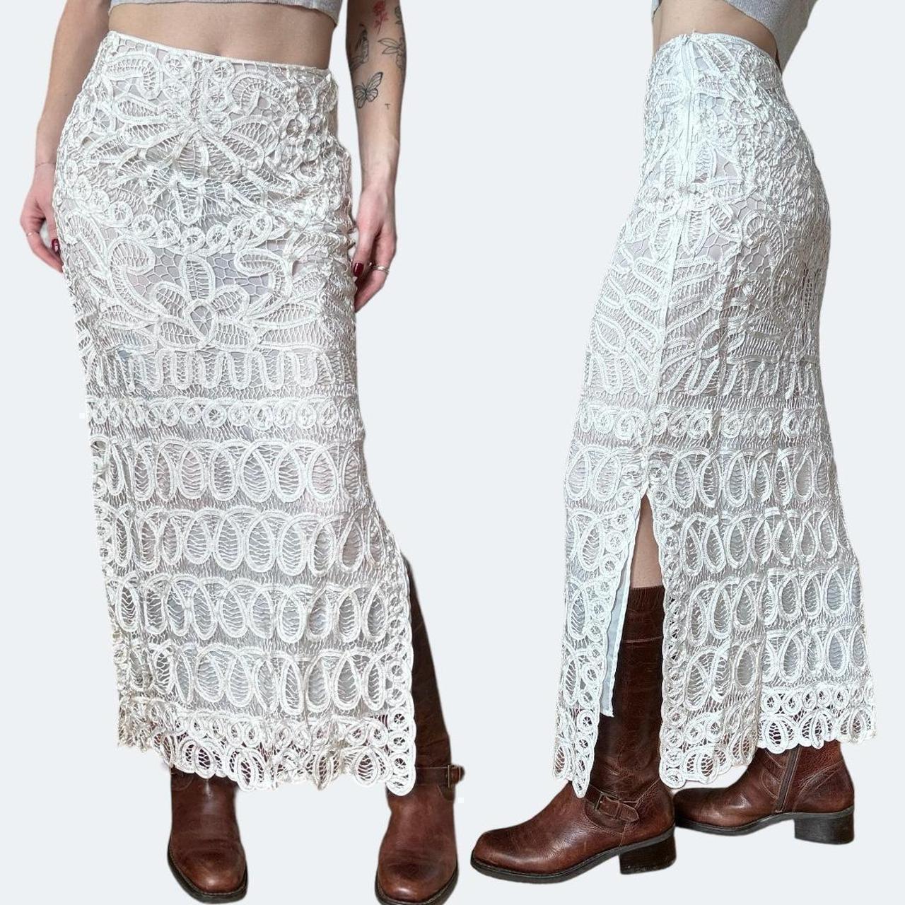 Vintage Women's Maxi Skirt - Cream/White - 4 – vi… - image 2