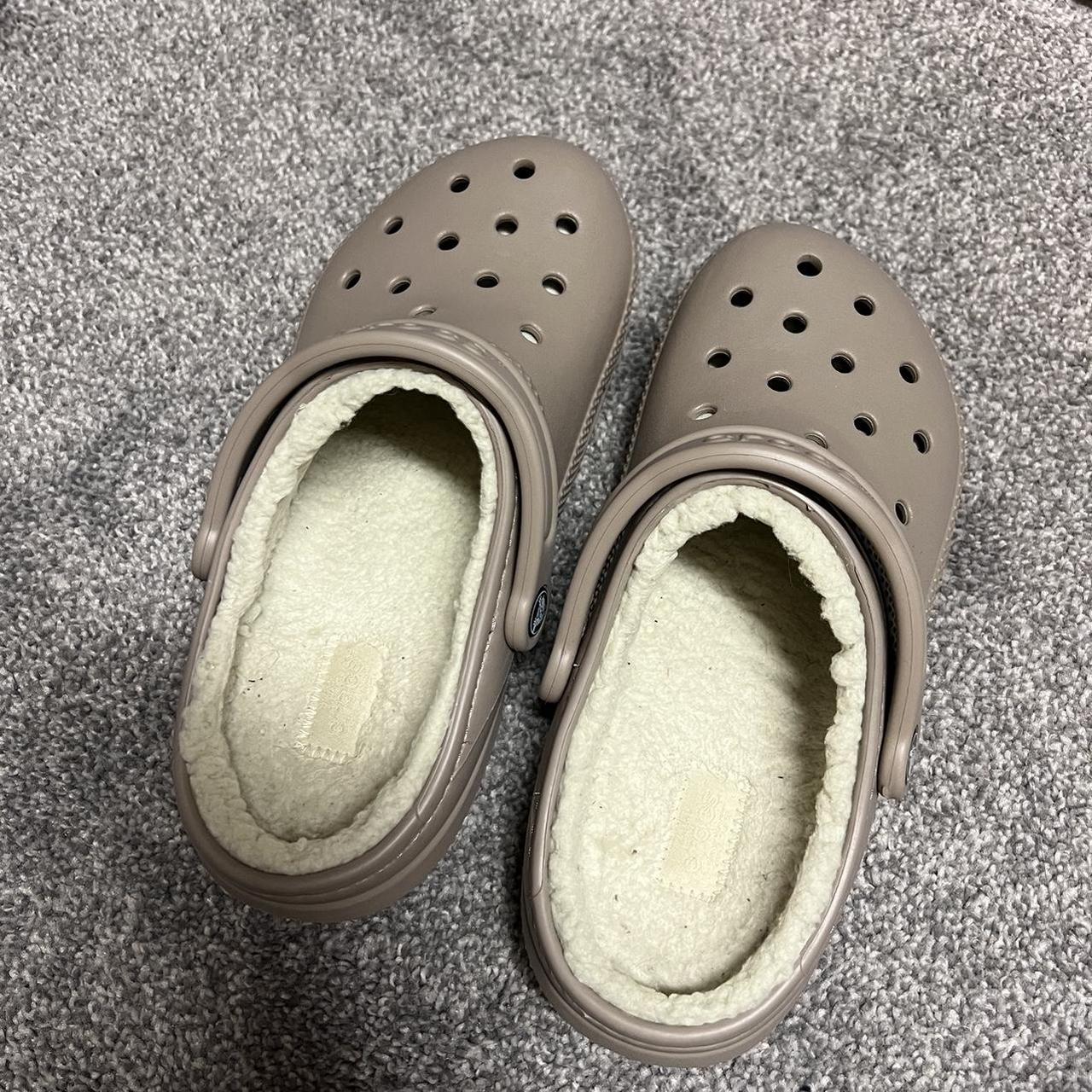 fur lined clog crocs beige tan color does not come... Depop