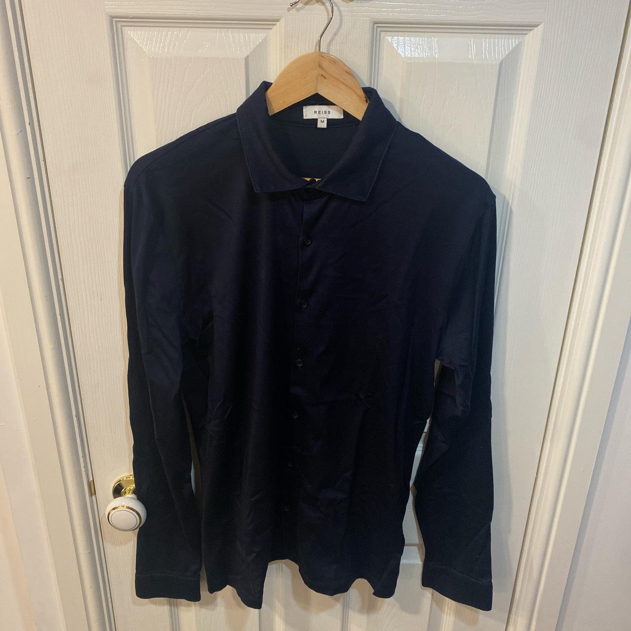 Reiss ‘Chapter’ Long Sleeve Cotton Polo Navy Size... - Depop