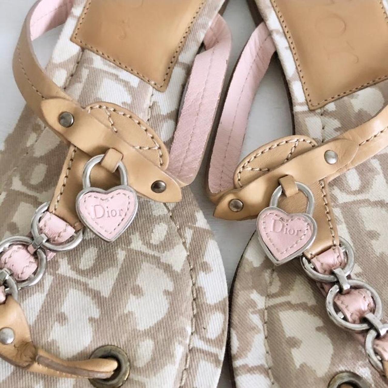 Dior Women's Pink and Grey Sandals | Depop