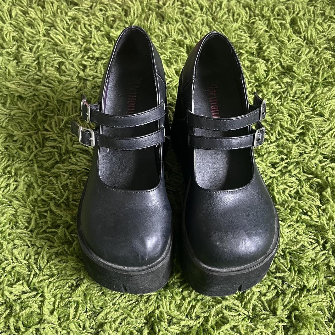 Black Mary Jane platform Demonias W 7.5... - Depop