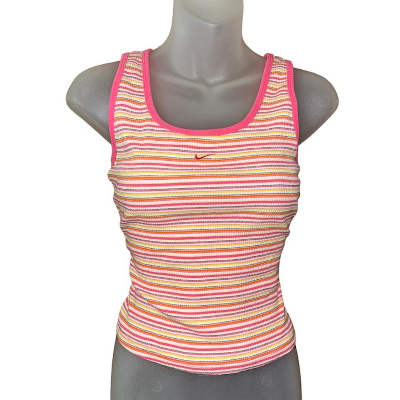 Vintage Nike Multicolored striped tank top, doubled... - Depop