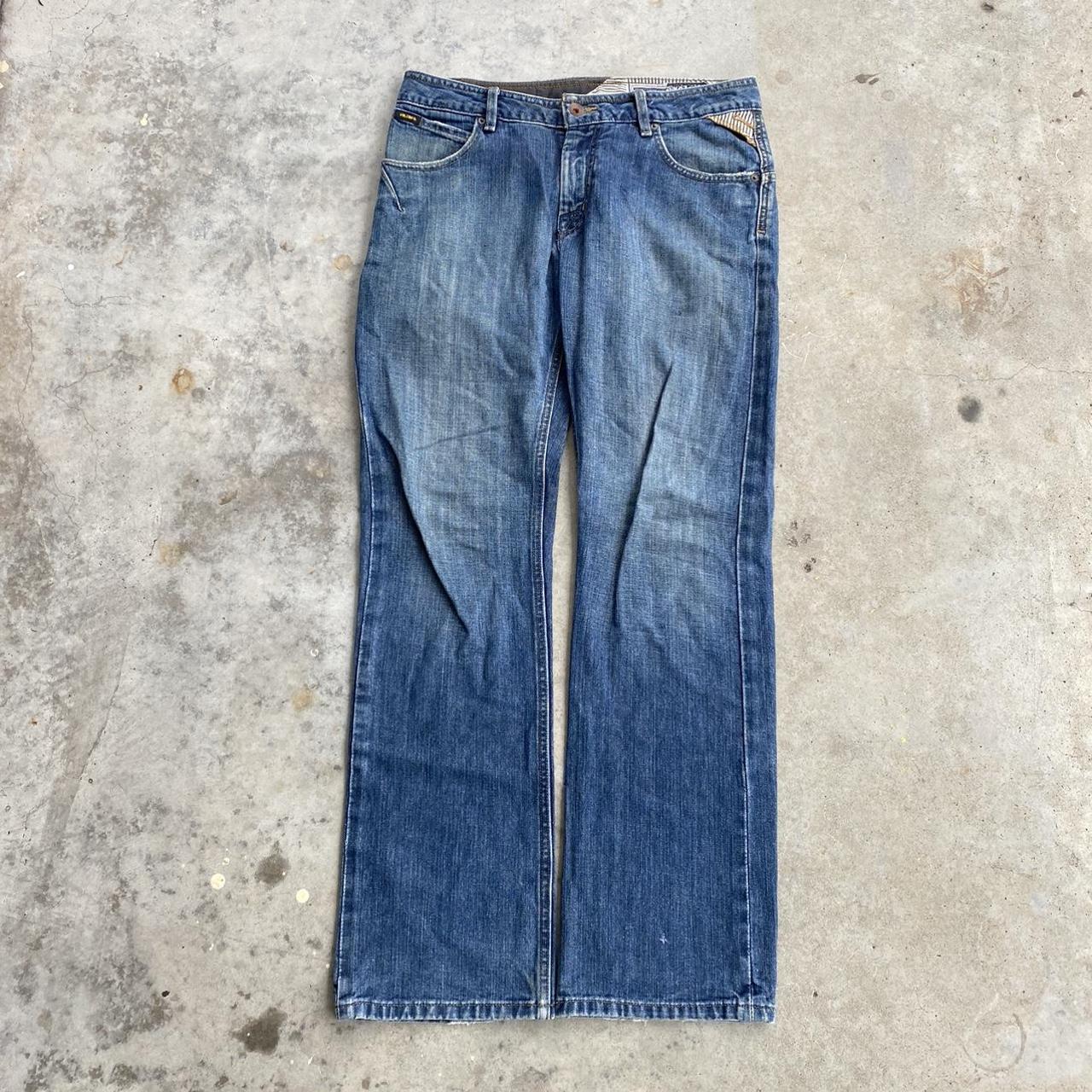 Vintage Y2K Volcom Baggy Jeans Measured 34x32 Dark... - Depop