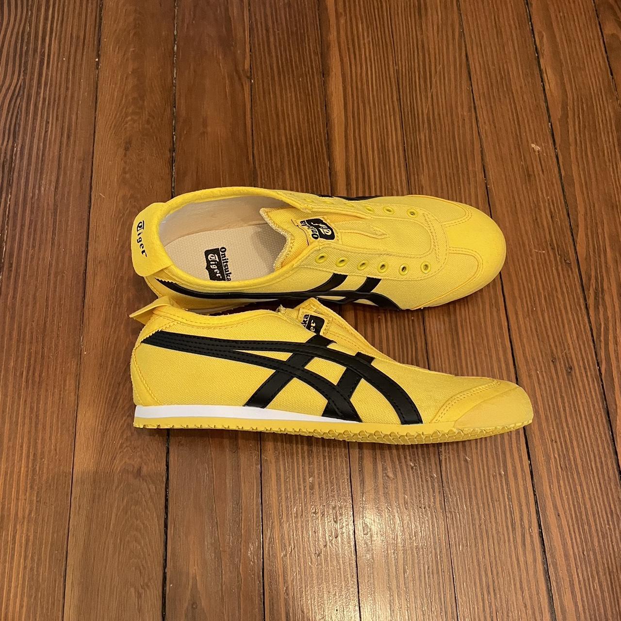 Onitsuka tiger yellow slip on. Size 39. Never worn - Depop